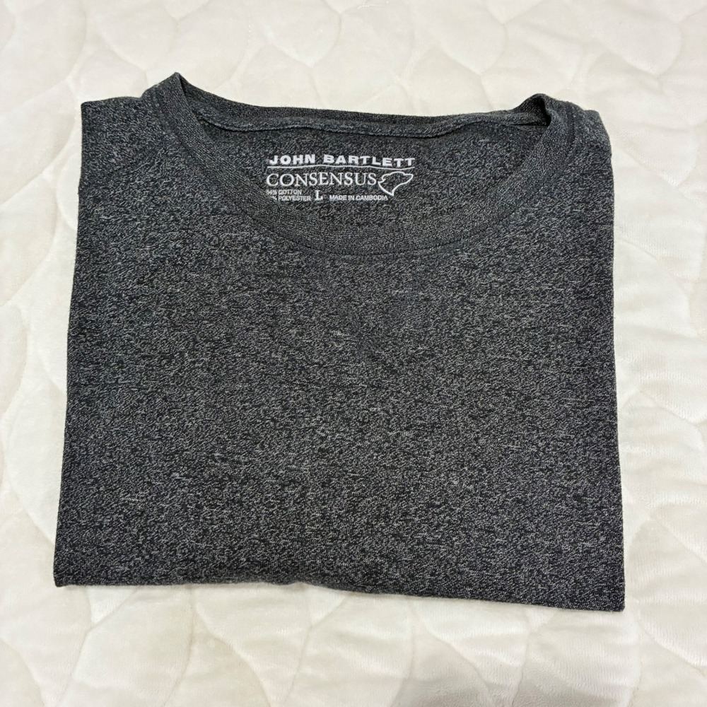 John Bartlett Consensus Long Sleeve Crew Neck Heather Gray T-Shirt Mens Sizeโ L
